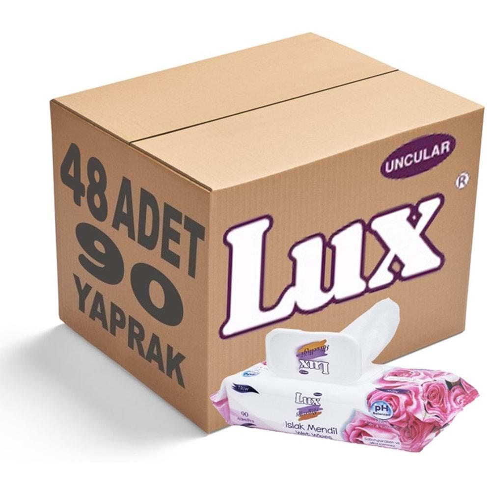 Lux Islak Havlu Mendil 90 Yaprak Gül (48 Li Set) Plastik Kapaklı