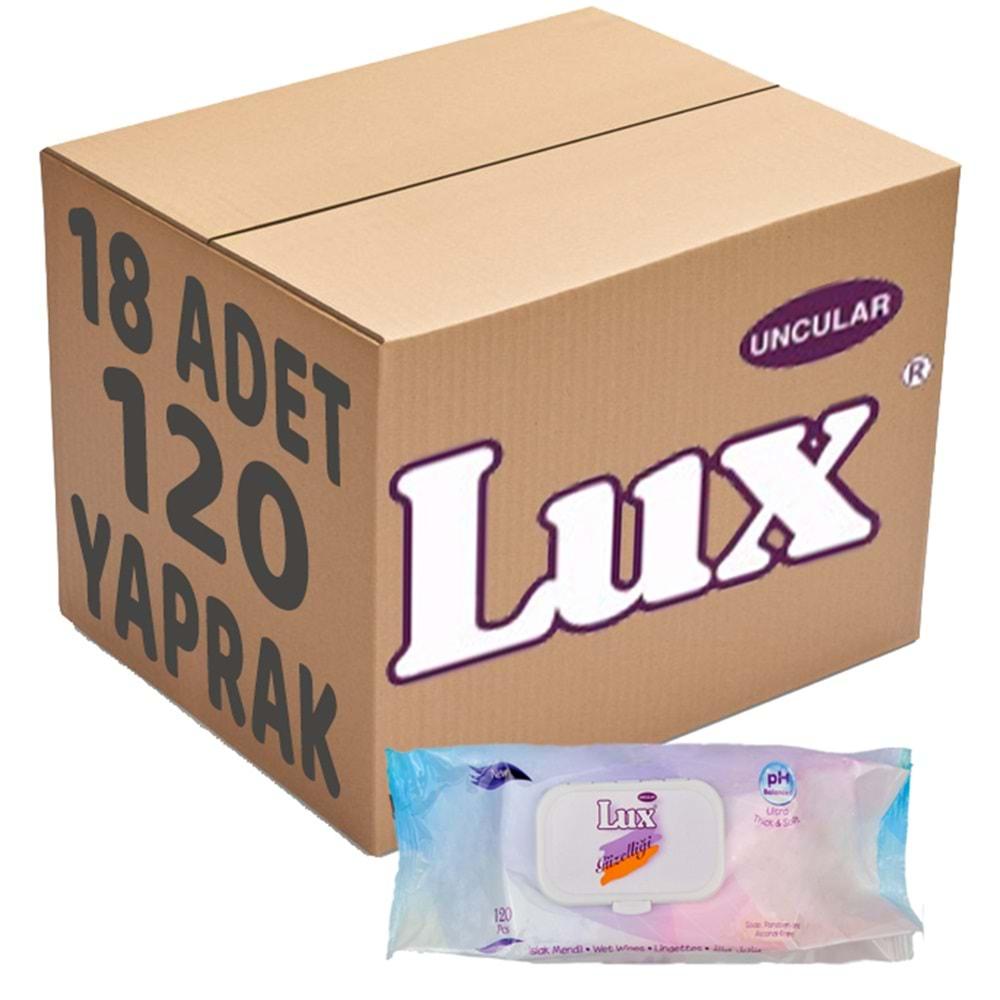Lux Islak Havlu Mendil 120 Yaprak Klasik (18 Li Set) Plastik Kapaklı