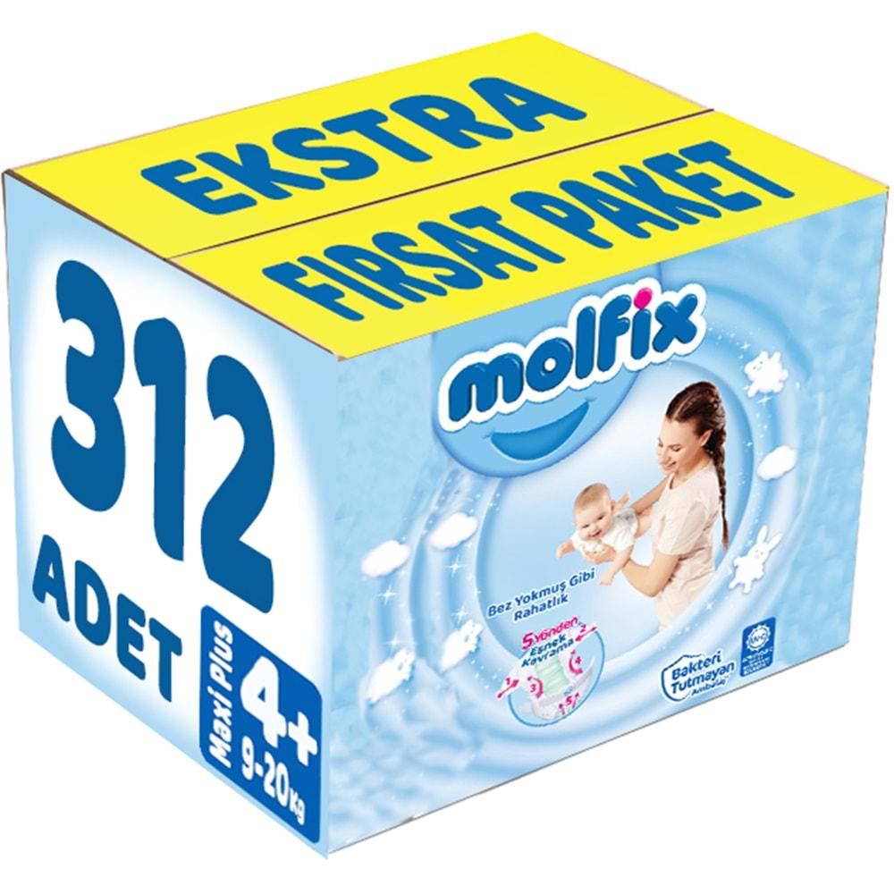 Molfix Bebek Bezi Beden:4+ (9-20Kg) Maxi Plus 312 Adet Ekstra Fırsat Pk