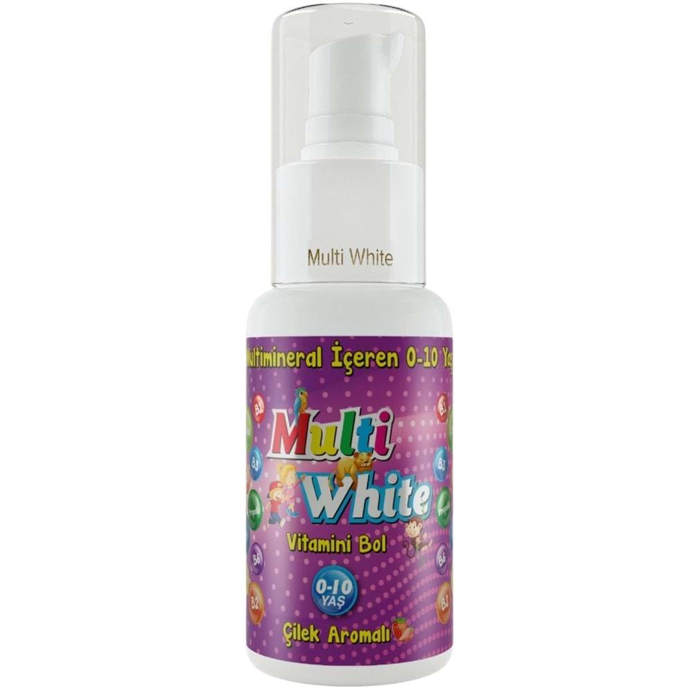 Multi White Diş Macunu 50ML Karma Muz-Çilek-Sakız Aromalı Bol Vitaminli (0-10 Yaş) (12 Li Set)