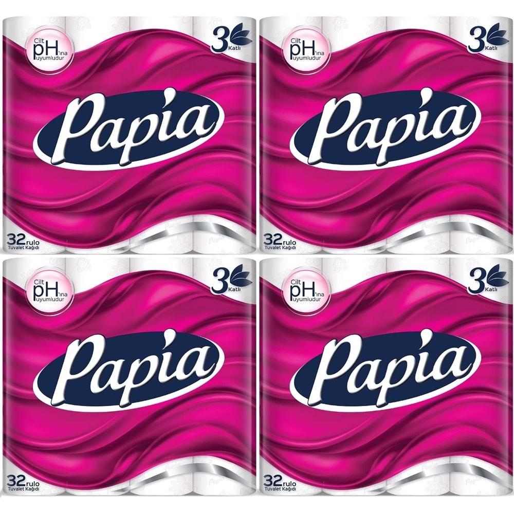 Papia Tuvalet Kağıdı (3 Katlı) 128 Li Pk (4Pk*32)
