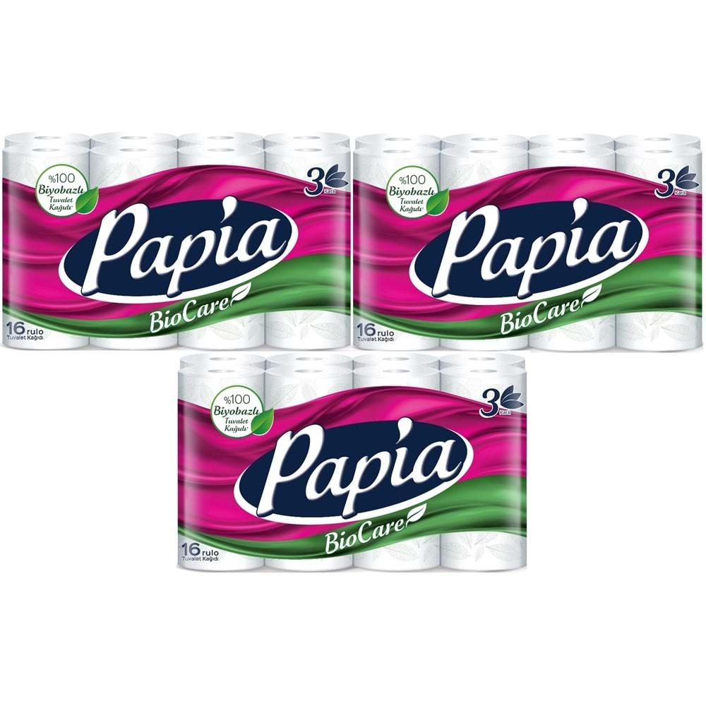 Papia Tuvalet Kağıdı (3 Katlı) 48 Li Pk Bio Care (3PK*16)