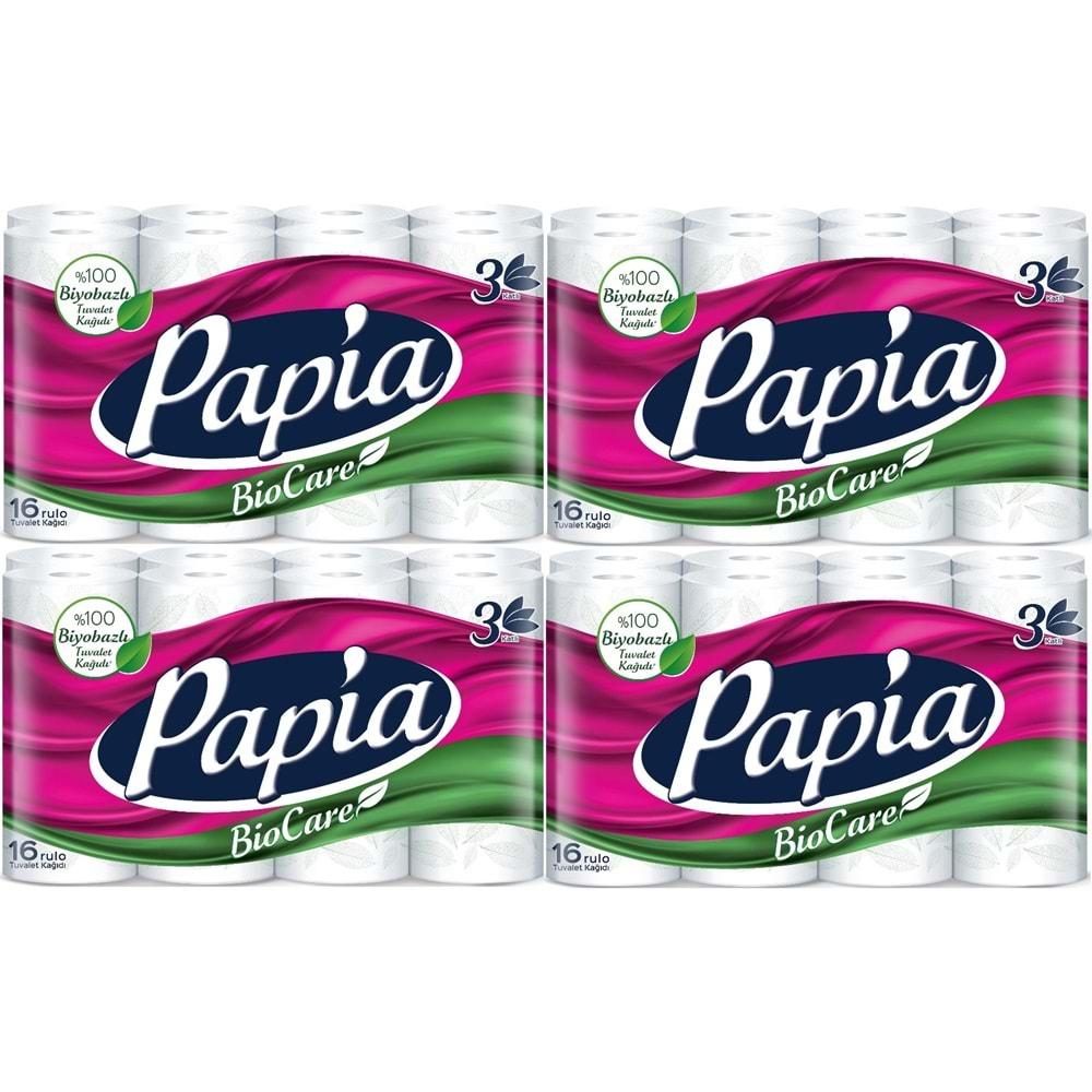 Papia Tuvalet Kağıdı (3 Katlı) 64 Lü Pk Bio Care (4PK*16)