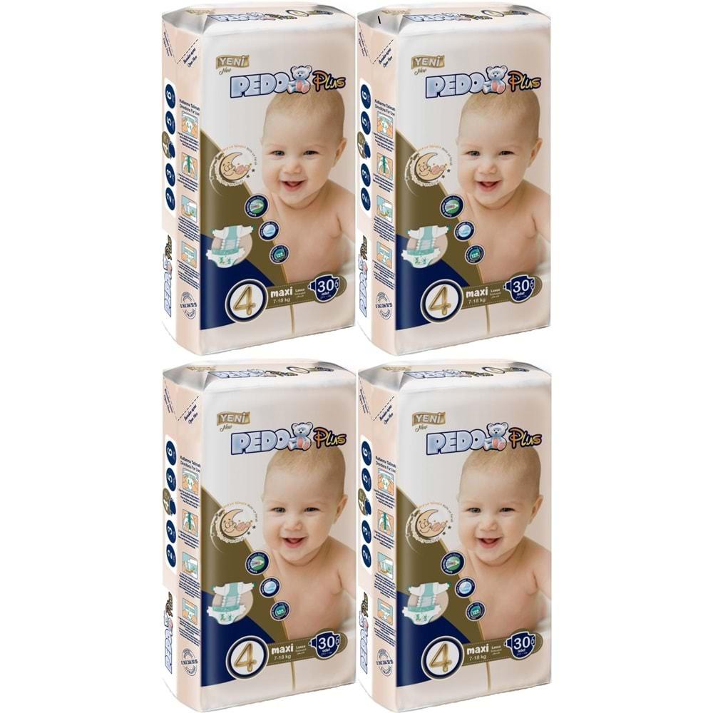 Pedo Plus Bebek Bezi Beden:4 (7-18KG) Maxi 120 Adet Jumbo Aylık Pk