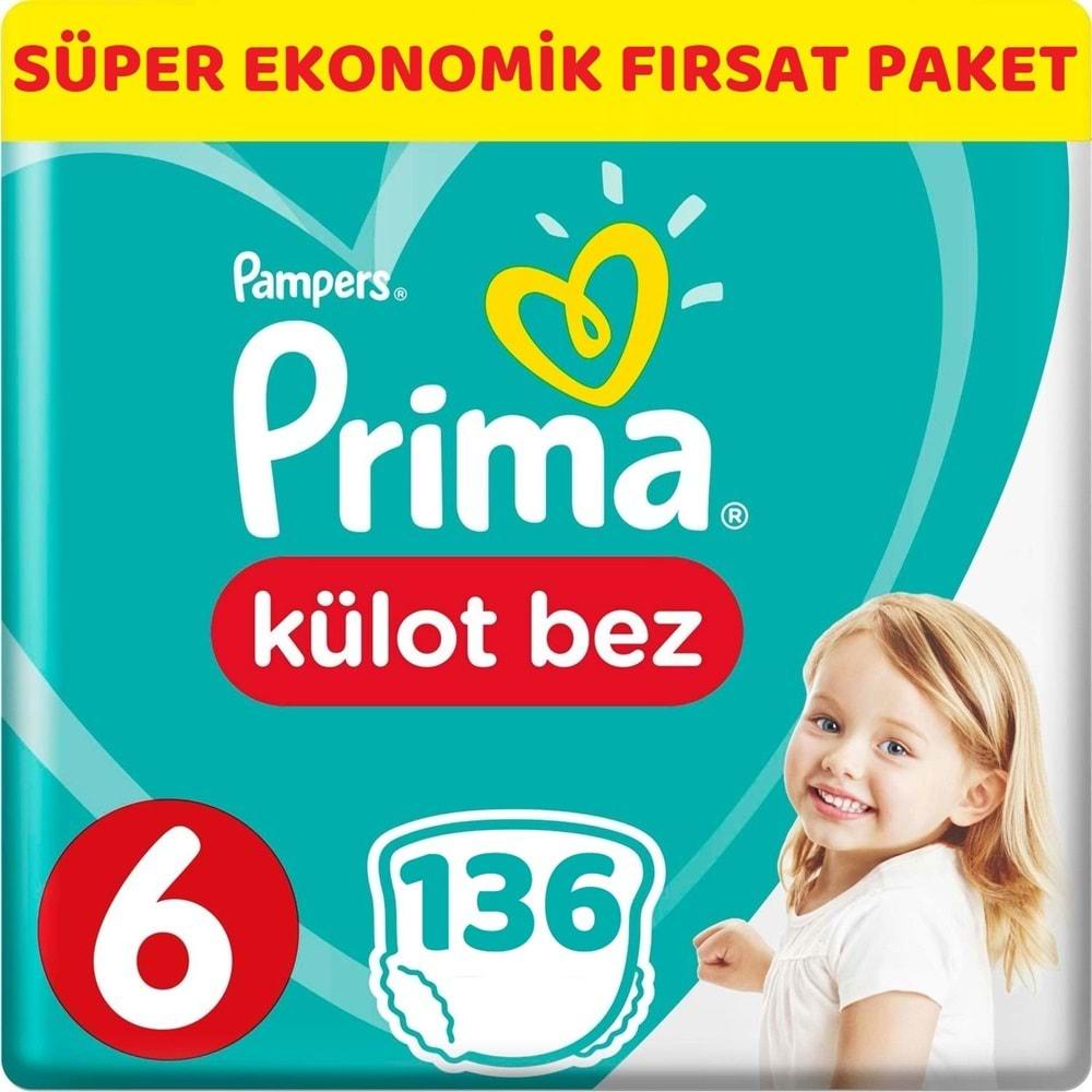 Prima Külot Bebek Bezi Beden:6 (15+Kg) XL 136 Adet Süper Ekonomik Fırsat Pk