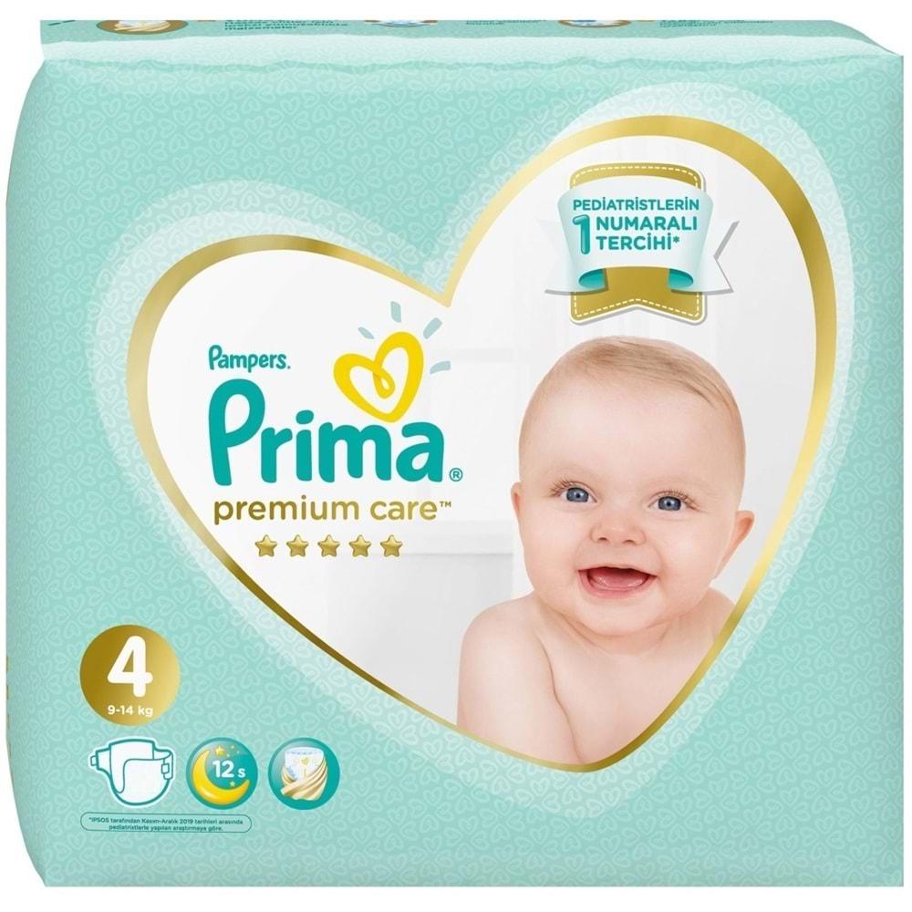 Prima Premium Care Bebek Bezi Beden:4 (9-14Kg) Maxi 222 Adet Aylık Mega Pk