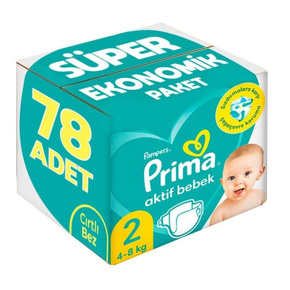 Prima Bebek Bezi Beden:2 (4-8Kg) Mini 78 Adet Süper Ekonomik Pk
