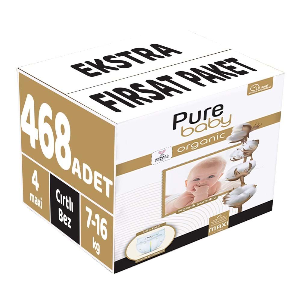 Pure Baby Bebek Bezi Beden:4 (7-16KG) Maxi 468 Adet Ekstra Fırsat Pk
