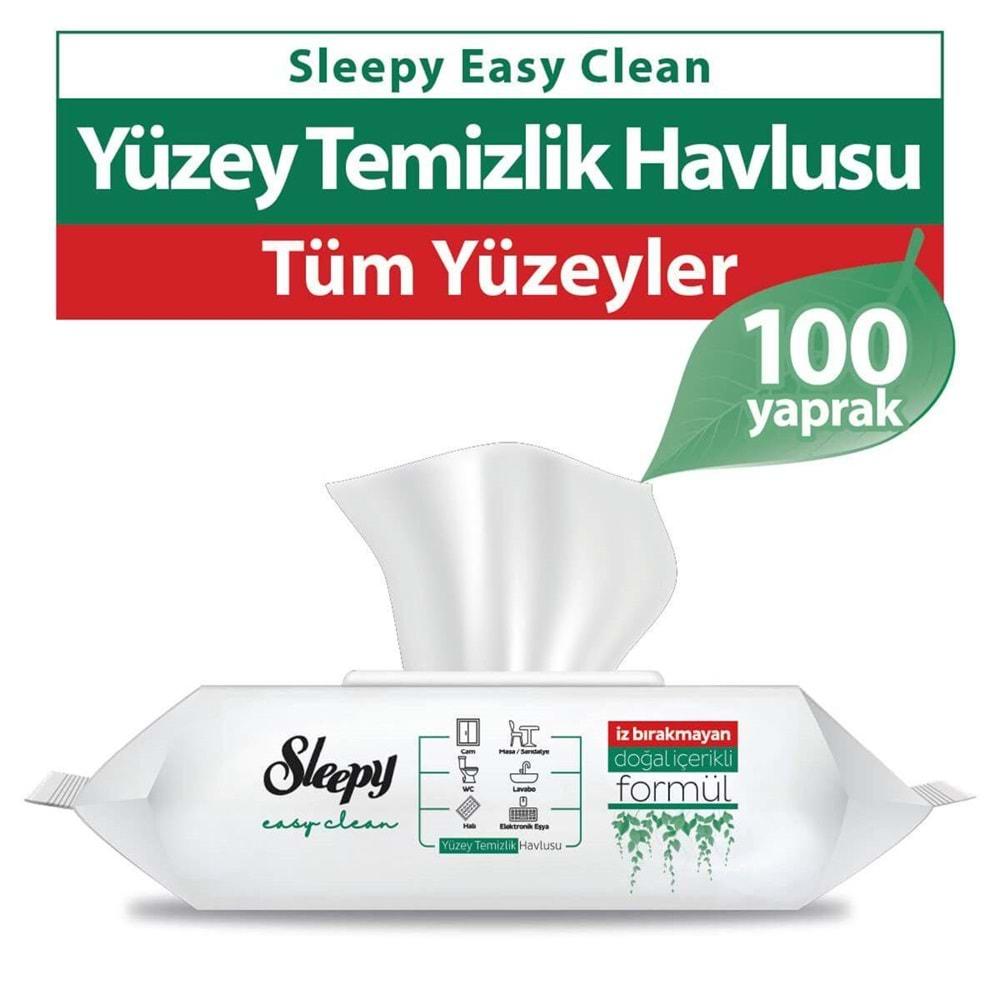 Sleepy Easy Clean Yüzey Temizlik Havlusu 100 Yaprak Plastik Kapaklı (2 Li Set) 200 Yaprak