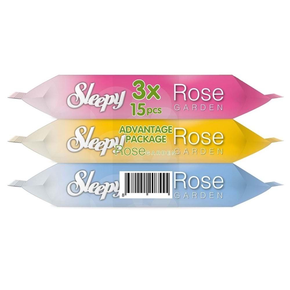 Sleepy Islak Havlu Cep Mendil 15 Yaprak (36 Lı Set) Rose/Garden (12PK*3) 540 Yaprak