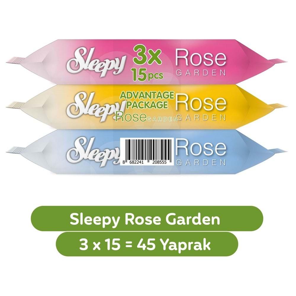 Sleepy Islak Havlu Cep Mendil 15 Yaprak (6 Lı Set) Travel Pk Rose/Garden (2PK*3) 90 Yaprak