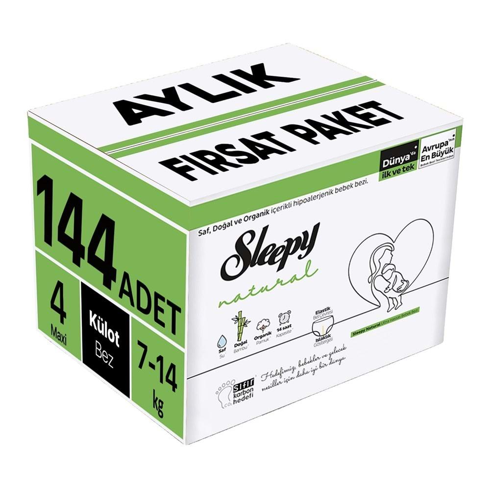 Sleepy Külot Bebek Bezi Natural Beden:4 (7-14KG) Maxi 144 Adet Aylık Fırsat Pk
