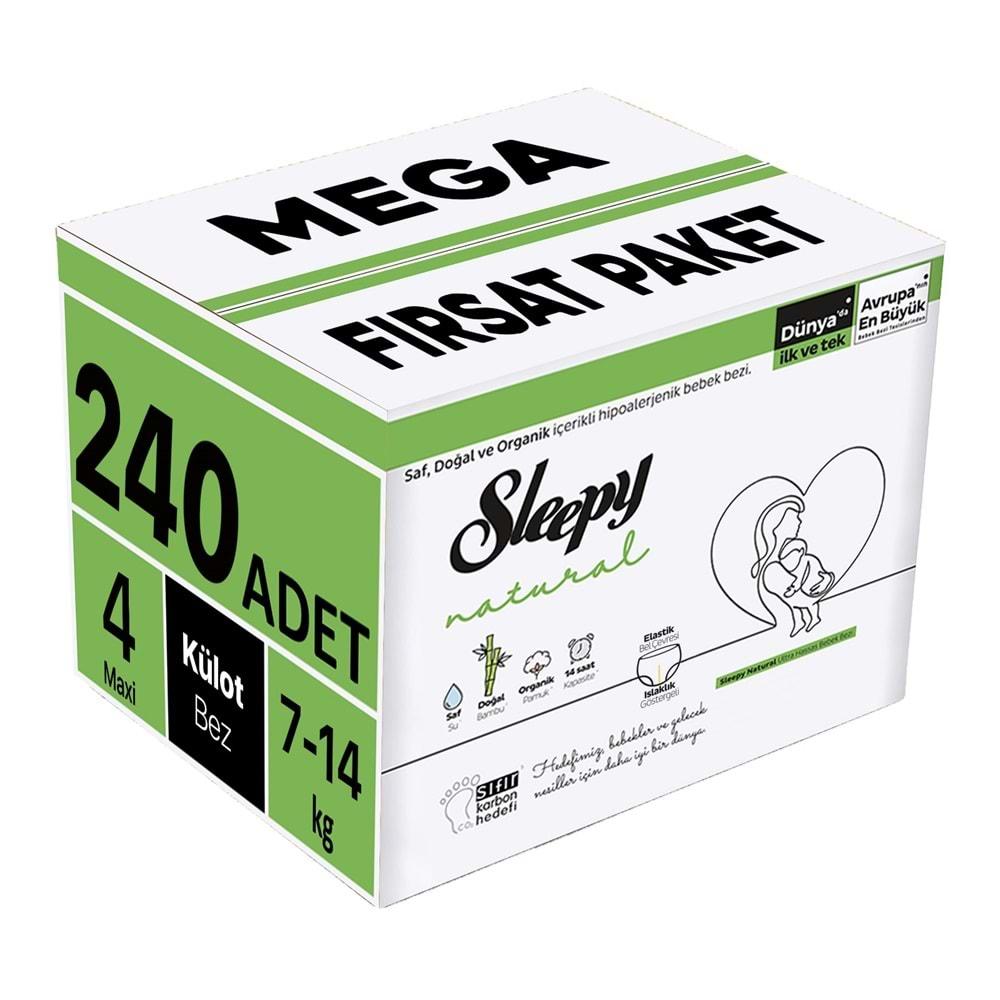 Sleepy Külot Bebek Bezi Natural Beden:4 (7-14KG) Maxi 240 Adet Mega Fırsat Pk