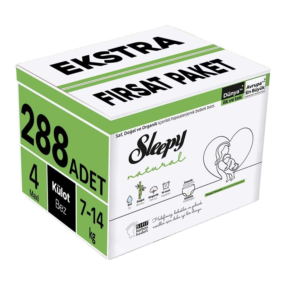 Sleepy Külot Bebek Bezi Natural Beden:4 (7-14KG) Maxi 288 Adet Ekstra Fırsat Pk