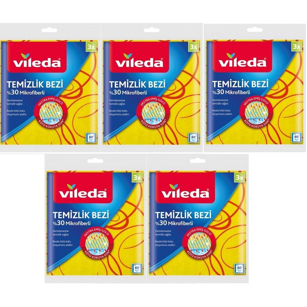 Vileda %30 Mikrofiberli Mutfak Bezi Sarı (Paket İçi 3 Lü Pk) (5 Li Set)