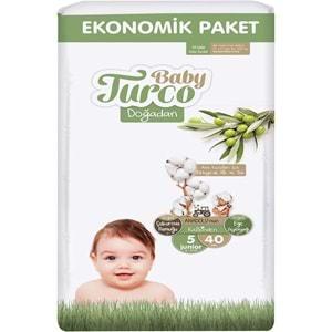 Baby Turco Bebek Bezi Doğadan Beden:5 (12-25Kg) Junior 40 Adet Ekonomik Pk