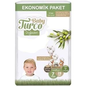 Baby Turco Bebek Bezi Doğadan Beden:7 (20-30KG) XXLarge 28 Adet Ekonomik Pk