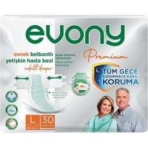 Evony Premium Hasta Bezi Yetişkin Bel Bantlı Tekstil Yüzey L-Büyük 30 Adet Tekli Pk