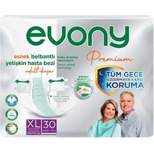 Evony Premium Hasta Bezi Yetişkin Bel Bantlı Tekstil Yüzey Ekstra Büyük (XL) 30 Adet