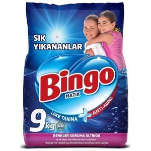 Bingo Matik Toz Çamaşır Deterjanı 9KG Sık Yıkananlar Beyazlar ve Renkliler 60 Yıkama