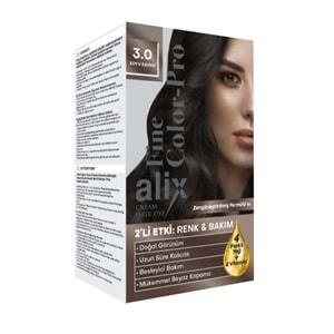 Alix 50ML Kit Saç Boyası 3.0 Koyu Kahve (4 Lü Set)