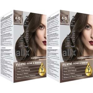 Alix 50ML Kit Saç Boyası 6.0 Koyu Kumral (2 Li Set)