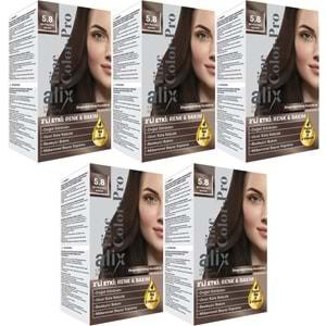 Alix 50ML Kit Saç Boyası 5.8 Büyüleyici Kahve (5 Li Set)