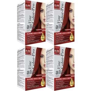 Alix 50ML Kit Saç Boyası 6.66 Yoğun Kızıl (4 Lü Set)