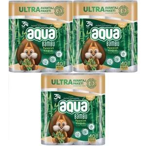 Aqua Tuvalet Kağıdı 3 Katlı 120 Li Set Bambu Ultra Avantaj Pk (3PK*40)