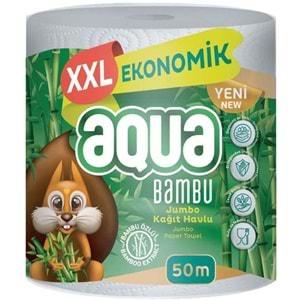 Aqua Kağıt Havlu 3 Katlı Jumbo Paket XXL Bambu (4 Lü Set) 200 Metre (4PK*50MT)