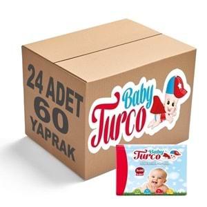 Baby Turco Islak Havlu Mendil Klasik (24 lü Set) 60 Yaprak Plastik Kapaklı (8PK*3)