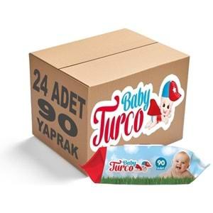 Baby Turco Islak Havlu Mendil Klasik 90 Yaprak 24 Lü Set Plastik Kapaklı 2160 Yaprak