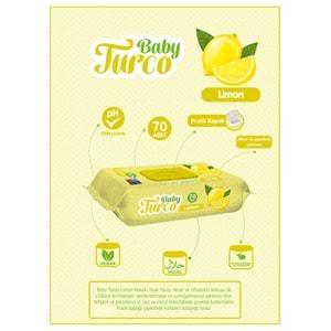 Baby Turco Islak Havlu Mendil 70 Yaprak Limon 24 Lü Set Plastik Kapaklı (1680 Yaprak)
