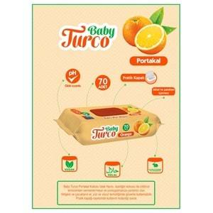 Baby Turco Islak Havlu Mendil 70 Yaprak Portakal 3 Lü Set Plastik Kapaklı (210 Yaprak)