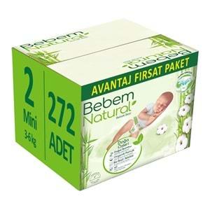 Bebem Bebek Bezi Natural Beden:2 (3-6Kg) Mini 272 Adet Avantaj Fırsat Pk