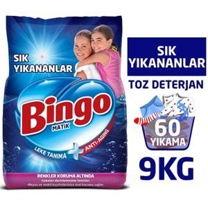 Bingo Matik Toz Çamaşır Deterjanı 18KG Sık Yıkananlar Beyazlar ve Renkliler (2PK*9KG) 120 Yıkama