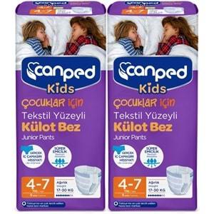 Canped Kids Çoçuklar İçin Külot Bez Tekstil Yüzeyli Yaş:4-7 (17-30Kg) 18 Adet (2Pk*9)