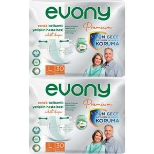 Evony Premium Hasta Bezi Yetişkin Bel Bantlı Tekstil Yüzey L-Büyük 60 Adet