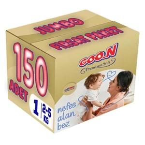 Goon Premium Soft Bebek Bezi Beden:1 (2-5Kg) Yeni Doğan 150 Adet Jumbo Fırsat Pk