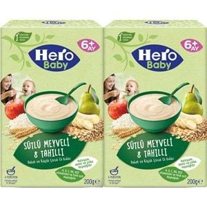 Hero Baby Kaşık Maması 200GR Sütlü Meyveli 8 Tahıllı 2 Li Set