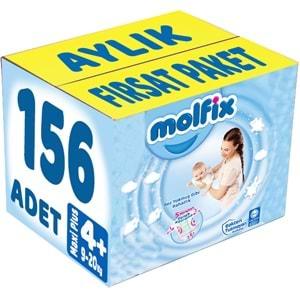Molfix Bebek Bezi Beden:4+ (9-20Kg) Maxi Plus 156 Adet Aylık Fırsat Pk