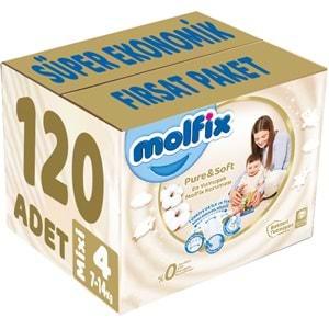 Molfix Pure&Soft Bebek Bezi Beden:4 (7-14Kg) Maxi 120 Adet Süper Ekonomik Fırsat Pk