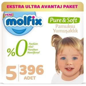 Molfix Pure&Soft Bebek Bezi Beden:5 (11-18Kg) Junior 396 Adet Ekstra Ultra Avantaj Pk