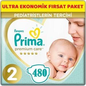 Prima Premium Care Bebek Bezi Beden:2 (4-8Kg) Mini 480 Adet Ultra Ekonomik Fırsat Pk