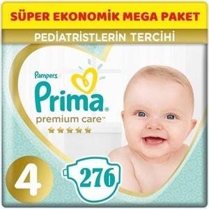 Prima Premium Care Bebek Bezi Beden:4 (9-14Kg) Maxi 276 Adet Süper Ekonomik Mega Pk