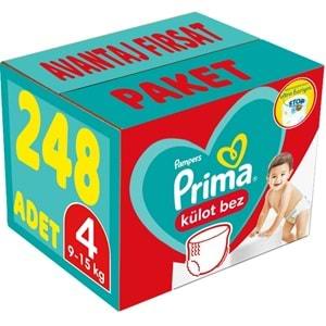 Prima Külot Bebek Bezi Beden:4 (9-15Kg) Maxi 248 Adet Avantaj Fırsat Pk