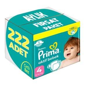 Prima Bebek Bezi Beden:4 (9-14KG) Maxi 222 Adet Aylık Fırsat Pk