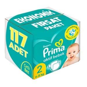 Prima Bebek Bezi Beden:2 (4-8Kg) Mini 117 Adet Ekonomik Fırsat Pk