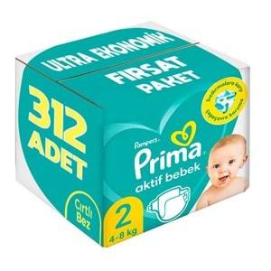 Prima Bebek Bezi Beden:2 (4-8Kg) Mini 312 Adet Ultra Ekonomik Fırsat Pk