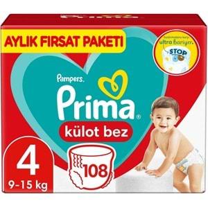 Prima Külot Bebek Bezi Beden:4 (9-15KG) Maxi 432 Adet Aylık Avantaj Fırsat Pk